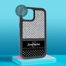 Girly Polka Dot Mönster Fake Glitter & Monogram