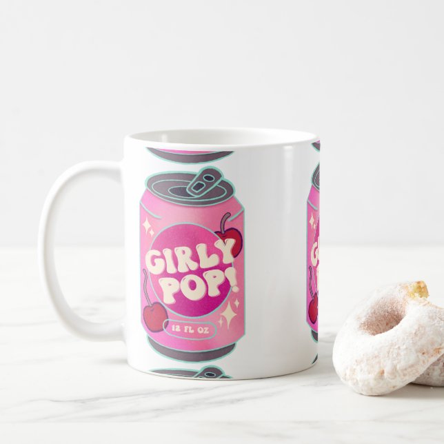 Girly Pop Körsbärs Sodavattenburk | Retro Y2K Rosa Kaffemugg (Med munk)
