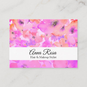 *~* Girly Popular Watercolor Blommigt Rosa Lavende Visitkort