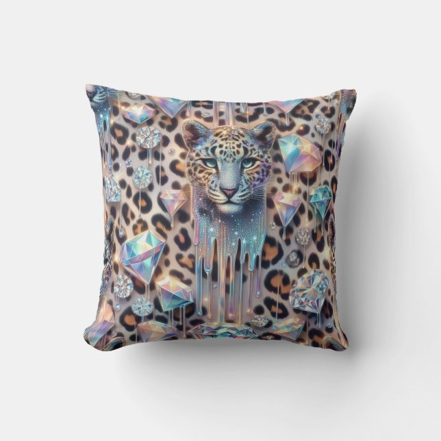 Girly Posh Leopard Print Opal Kudde (Framsida)