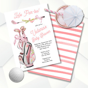Girly Preppy Golf Baby Shower Inbjudningar