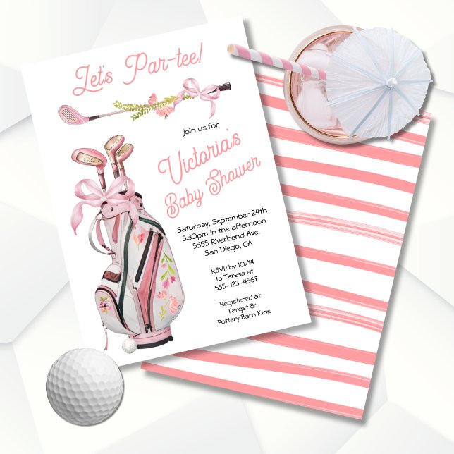 Girly Preppy Golf Baby Shower Inbjudningar (Skapare uppladdad)