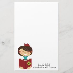 Girly Princess Bookworm Stationery Brevpapper