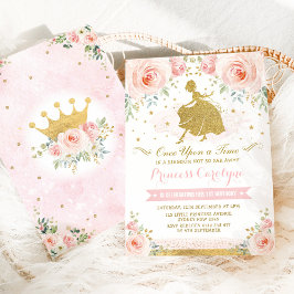 Girly Princess  Rosa Guld Blommigt Birthday Inbjudningar
