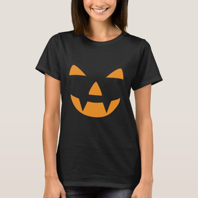 Girly Pumpkin Ansikte Halloween T Shirt (Framsida)
