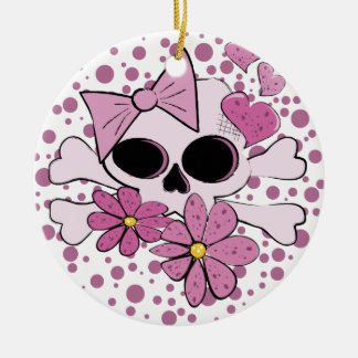 Girly Punk Skull Julgransprydnad Keramik