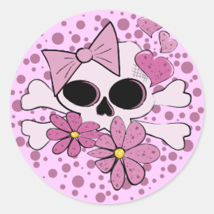 Girly Punk Skull Runt Klistermärke