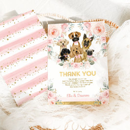 Girly Puppy Baby Shower  Rosa Blommigt Hundar Tack Kort