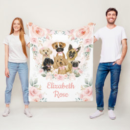 Girly Puppy Hundar Rosa Guld Blommigt  Girl Nurser Fleecefilt