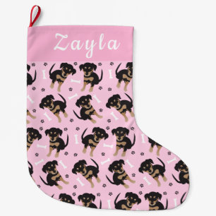 Girly Puppy Mönster Rosa Stor Julstrumpa