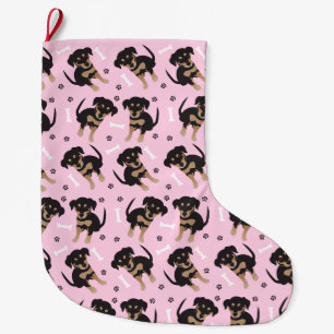 Girly Puppy Mönster Rosa Stor Julstrumpa