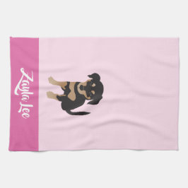 Girly Puppy Personalizable Hund Namn Rosa Kökshandduk