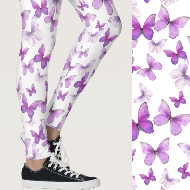 Girly purple butterfly whimsical patterned leggings (Skapare uppladdad)