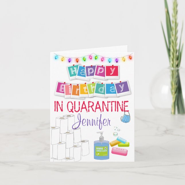 Girly Quarantine Birthday Card Kort (Framsida)