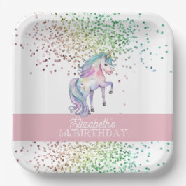 Girly Rainbow Glitter Magic Unicorn Birthday