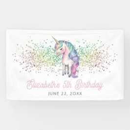 Girly Rainbow Glitter Magic Unicorn Birthday