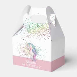 Girly Rainbow Glitter Magic Unicorn Birthday Presentaskar