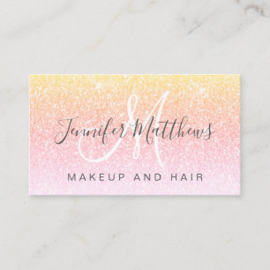 Girly Rainbow Glitter Makeup Artist Hair Salon Visitkort