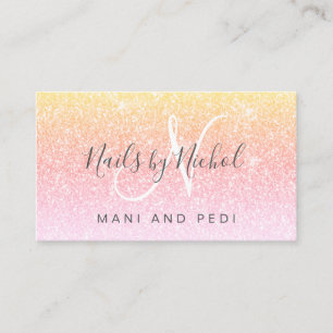 Girly Rainbow Glitter Mani Pedi Nagel Studio Visitkort