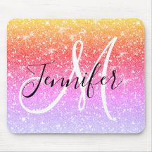 Girly Rainbow Glitter Sparkles Monogram Namn