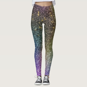 Girly Rainbow Guld Glitter Ombre Galaxy Socks Leggings