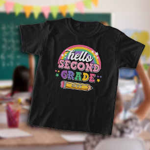 Girly Rainbow Hej andra Klass med år T Shirt