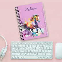 Girly Rainbow Horse Lila Custom Name Plananner