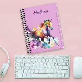 Girly Rainbow Horse Lila Custom Name Plananner