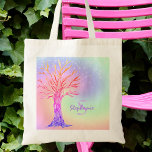 Girly Rainbow Sparkles Monogram Namn Tygkasse<br><div class="desc">Girly Rainbow Sparkles Monogram Namn Tote Bag. Denna söt väska dekoreras på båda sidor med träd och bakgrund i regnbåge färg med faux mousserande stjärnor. Du kan anpassa den med namn och monogram. Original Mosaic Träd © Michele Davies.</div>