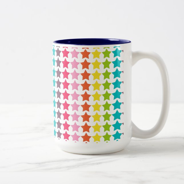 Girly Rainbow Stars Två-Tonad Mugg (Höger)