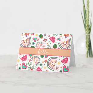 Girly Rainbows Mushroom Inspiritivity Notecard Kort