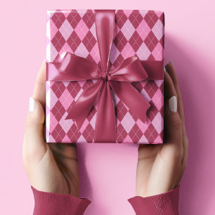 Girly Raspberry and Rosa Small Argyle Mönster Presentpapper