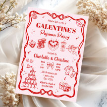 Girly Red Coquette Galentine's Pajama Party