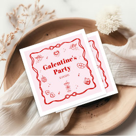 Girly Red Coquette Galentine's Party Pappersservett