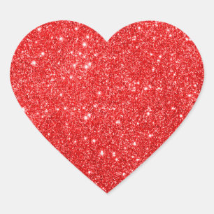 Girly Red Glitter Hjärtformat Klistermärke