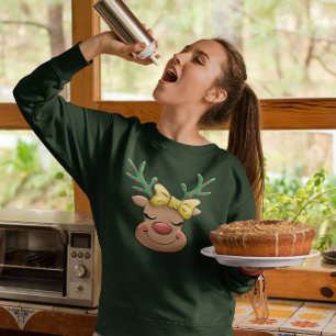 Girly Red Nposed Reindeer Rudolph jul jul T Shirt