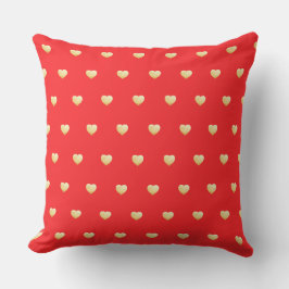 Girly Red och Guld Hearts Kudde