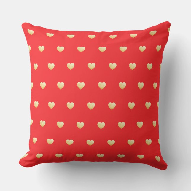 Girly Red och Guld Hearts Kudde (Framsida)