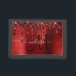 Girly Red Push Metall Monogram Glitter<br><div class="desc">Lägg till ett pekfinger av glitter och glam i din sensemble med den här elegantens personlig-plånbok. Den här chicen har ett modernt burgundsskript monogram och ditt namn i vitt för att anpassa dig till en bakgrund med rött borstat metallisk struktur som accentueras av gräns från faux-droppande glitter. En unik gigantisk...</div>