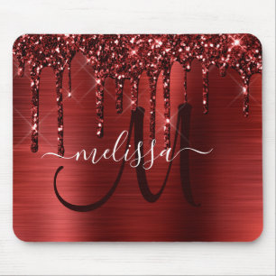 Girly Red Push Metall Monogram Glitter Musmatta