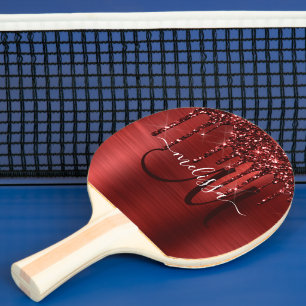 Girly Red Push Metall Monogram Glitter Pingisracket