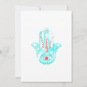 Girly red teal water color Hamsa Hand of Fatima