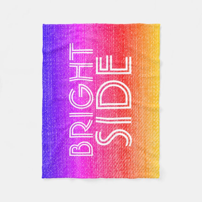 Girly Retro Rainbow Bright Side Lycklig Fleecefilt (Framsidan)