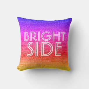 Girly Retro Rainbow Bright Side Lycklig Kudde