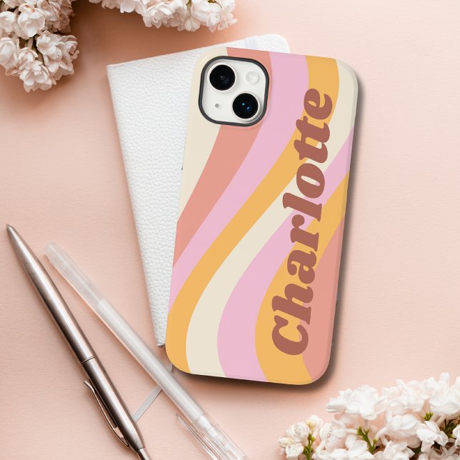 Girly Retro Vintage Wave Personlig Namn (Skapare uppladdad)