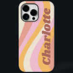 Girly Retro Vintage Wave Personlig Namn<br><div class="desc">I Namn iPhone Smart Phone-väskor med Girly Retro Vintage Wave Personlig har du en reflektionsvåg i skuggor av rosa, orange och vitt med din personlig namn i elegantens trendig, ett modernt skript som accentueras. Anpassa genom att redigera texten i textrutan. Perfekt för födelsedag, jul, Mors dag, babyduschar, möhippor, mamma, syster,...</div>