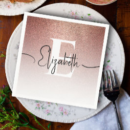 Girly Ro Glitter monogramskript Namn Pappersservett