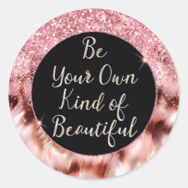 Girly Ro Glitzy Gnistra Guld Zebra Glitter Runt Klistermärke