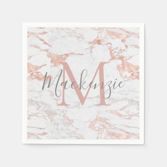 Girly Ro Gold Foil | Marble Monogram Pappersservett (Framsidan)