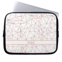 Girly Ro Gold Foil Triangular Geometric Monogram Laptop Fodral
